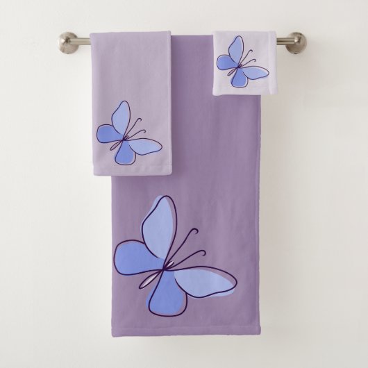 Natuur Geïnspireerd Lichtblauw Vlinder Insect Viol Bad Handdoek (Insitu)