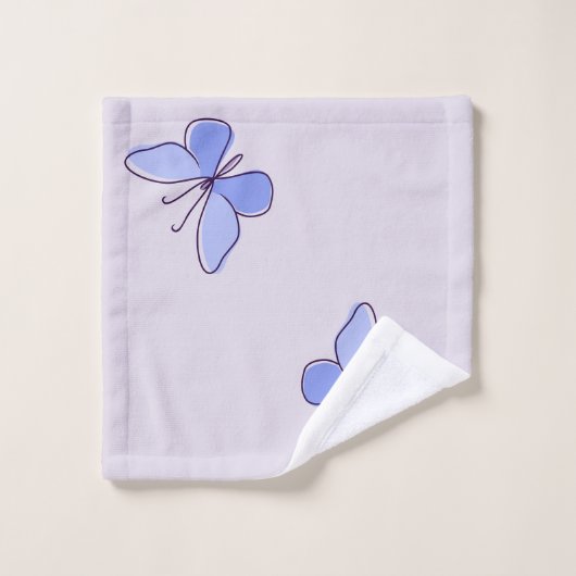 Natuur Geïnspireerd Lichtblauw Vlinder Insect Viol Bad Handdoek (Wasdoekje)
