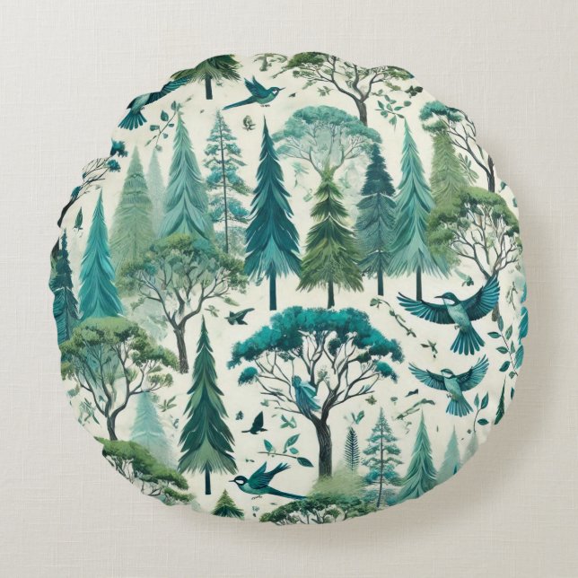 Natuur-geïnspireerd naadloos ontwerp rond kussen (Voorkant)