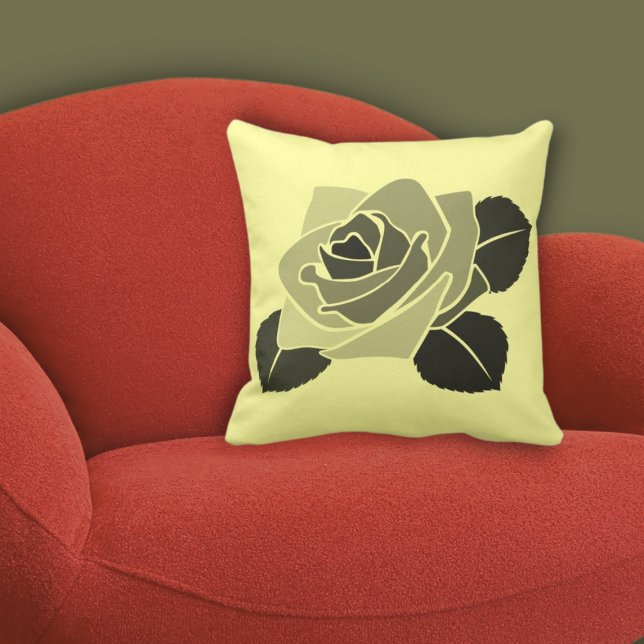 Natuur-geïnspireerd pasteelgeel Roos bloesem Kussen (Nature-inspired Pastel Yellow Floral Rose Blossom Throw Pillow, Home & Liivng)