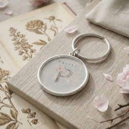 Natuur geïnspireerd Phoebe Pioen P Monogram Design Sleutelhanger