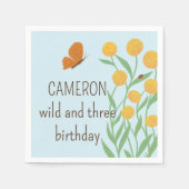 Natuur geïnspireerd wild en drie Kind verjaardag Servet (Voorkant)