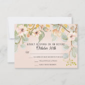 Natuur geïnspireerde Blush Roze Perzik Aquarel RSV Kaart (Voorkant)