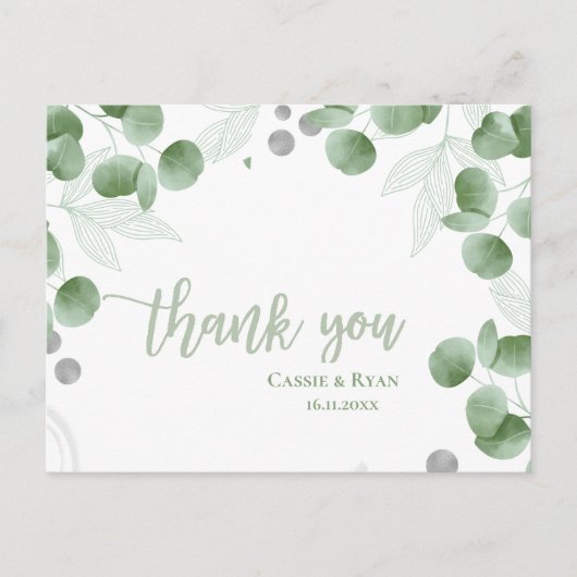 Natuur-geïnspireerde Eucalyptus bruiloft Dank u Briefkaart (Voorkant)