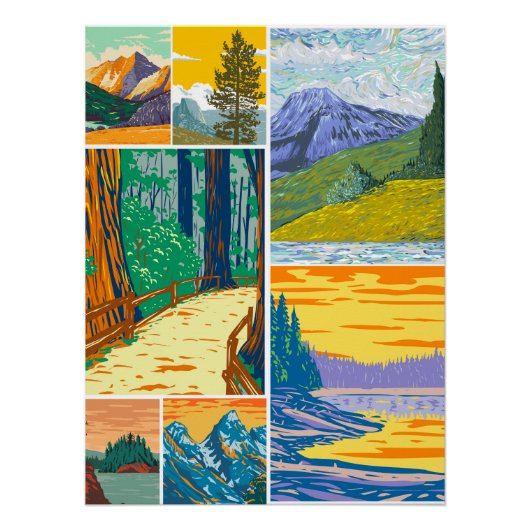 Natuur-geïnspireerde Forest Collage Poster Print (Voorkant)