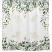 Natuur-geïnspireerde groene en gouden bloemen douchegordijn (Voorkant)