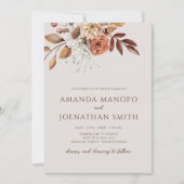 Natuur geïnspireerde herfst waterverf foto trouwfe kaart (Voorkant)