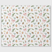 Natuur geïnspireerde kerstfeestdag cadeaupapier (Vlak)