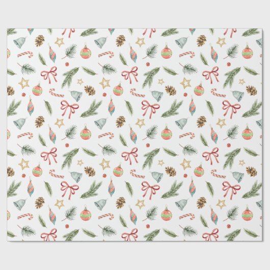 Natuur geïnspireerde kerstfeestdag cadeaupapier (Vlak)
