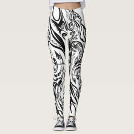 Natuur geïnspireerde monochrome kunst leggings