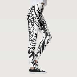 Natuur geïnspireerde monochrome kunst leggings
