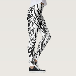 Natuur geïnspireerde monochrome kunst leggings