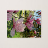 Natuur-geïnspireerde roze schotel Magnolia Bloom Legpuzzel (Horizontaal)