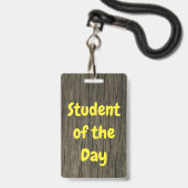 Natuur-geïnspireerde "Student van de Dag" Badge (Achterkant met lanyard)
