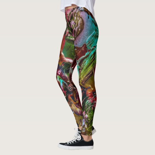 Natuur Geïnspireerde verfspat regenboog Abstract Leggings (Links)