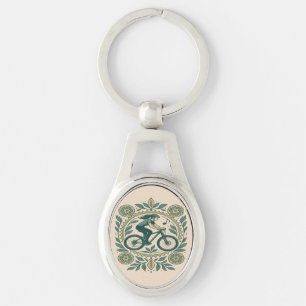 Natuur-geïnspireerde Vrouw Fietser Art – Boho Biki Sleutelhanger