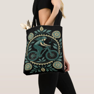 Natuur-geïnspireerde Vrouw Fietser Art – Boho Biki Tote Bag