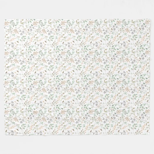 Natuur-geïnspireerde Waterverf botanisch gebladert Fleece Deken (Voorkant (Horizontaal))