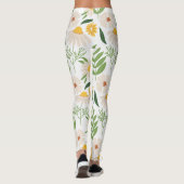 Natuur-geïnspireerde witte bloem Leggings (Achterkant)