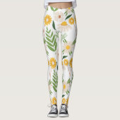 Natuur-geïnspireerde witte bloem Leggings (Voorkant)