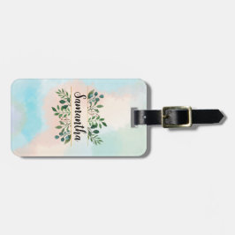 Natuur-geïnspireerde zachte pastelkleuren met naam bagagelabel
