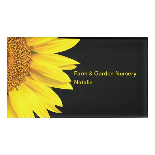 Natuur Geïnspireerde zonnebloempitelags Naambadge (Voorkant)