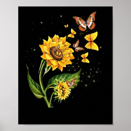 Natuur Gele bloem Blossom Butterfly Poster (Voorkant)