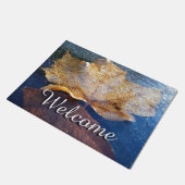 Natuur gele leder in de herfst, bevroren deurmat (Schuin)