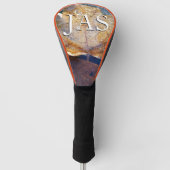 Natuur gele leder in de herfst, bevroren golfheadcover (Voorkant)