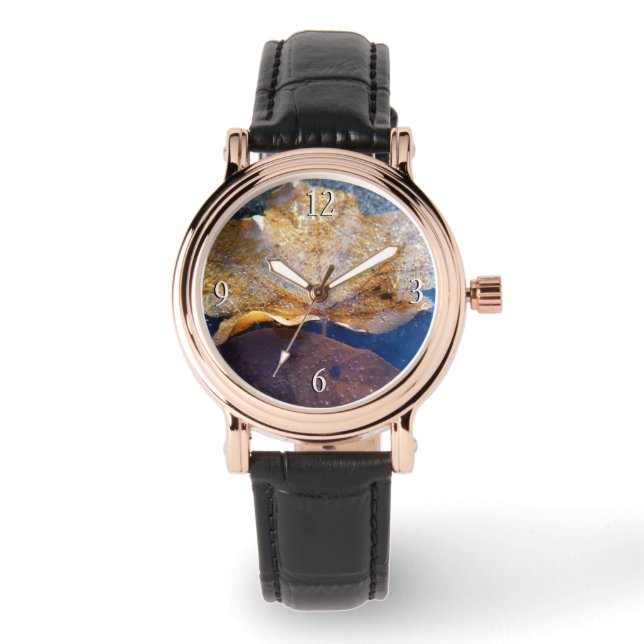 Natuur gele leder in de herfst, bevroren horloge (Voorkant)