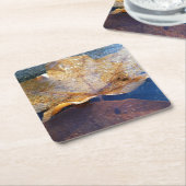 Natuur gele leder in de herfst, bevroren kartonnen onderzetters (Schuin)