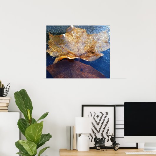 Natuur gele leder in de herfst, bevroren poster (Thuiskantoor)