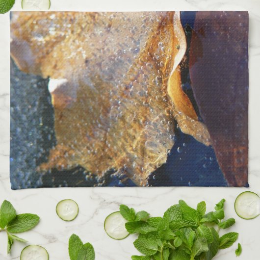 Natuur gele leder in de herfst, bevroren theedoek (Gevouwen)