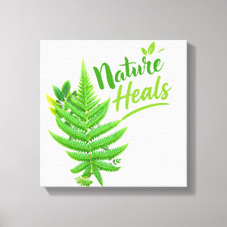 Natuur Geneest Vierkant Canvas Wandkunst Fern Leaf Afdruk