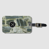 Natuur geologie stenen muurstructuur monogram bagagelabel (Voorkant (horizontaal))