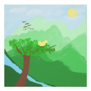 Natuur geschilderd met acrylverf kunst perfect poster