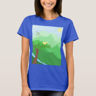 Natuur geschilderd met acrylverf kunst t-shirt