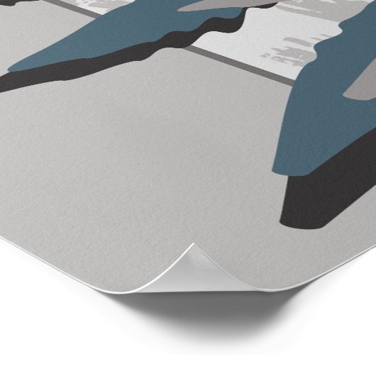 Natuur gestileerde grijze varenbladeren poster (Hoek)