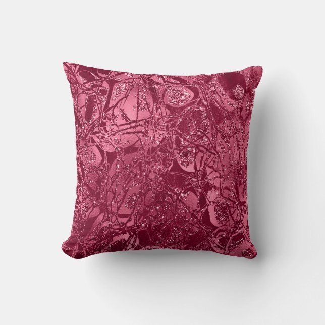 Natuur Glitter Abstract Roze Snoep Burgundy Kussen (Voorkant)