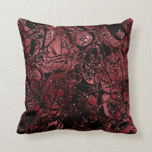 Natuur Glitter Abstracte Maroon Black Burgundy Kussen