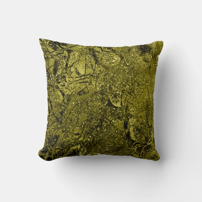 Natuur Glitter Sparkly Abstract Chartreuse Green Kussen (Voorkant)