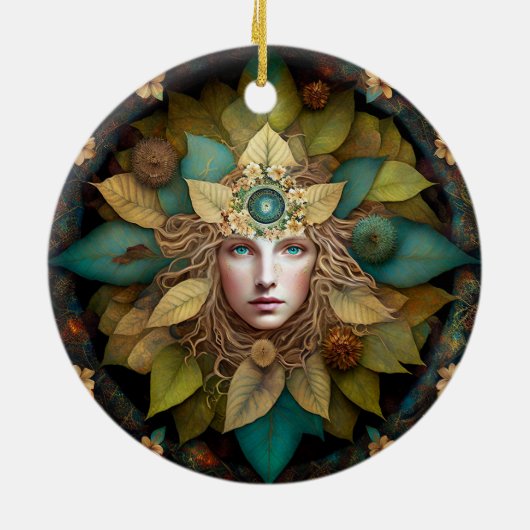 Natuur Goddess Mandala Keramisch Ornament (Achterkant)