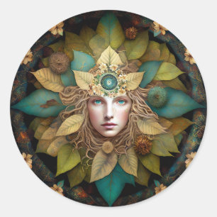 Natuur Goddess Mandala Ronde Sticker