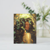 Natuur Godin Afro-Amerikaanse Fantasy Art Briefkaart (Staand voorkant)