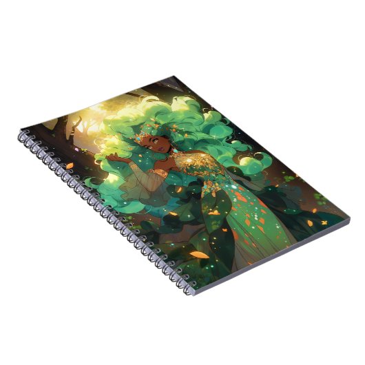 Natuur Godin Afro-Amerikaanse Fantasy Art Notitieboek (Rechterzijde)