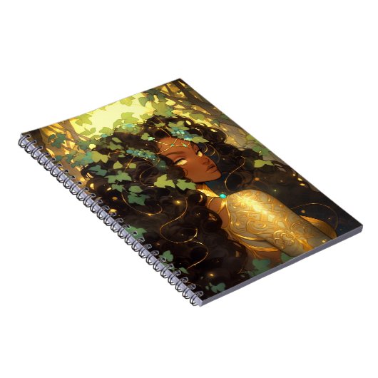 Natuur Godin Afro-Amerikaanse Fantasy Art Notitieboek (Rechterzijde)