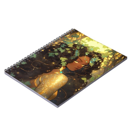 Natuur Godin Afro-Amerikaanse Fantasy Art Notitieboek (Linkerzijde)