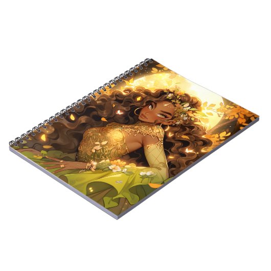 Natuur Godin Afro-Amerikaanse Fantasy Art Notitieboek (Linkerzijde)