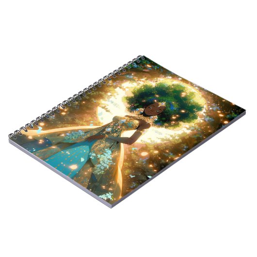 Natuur Godin Afro-Amerikaanse Fantasy Art Notitieboek (Linkerzijde)