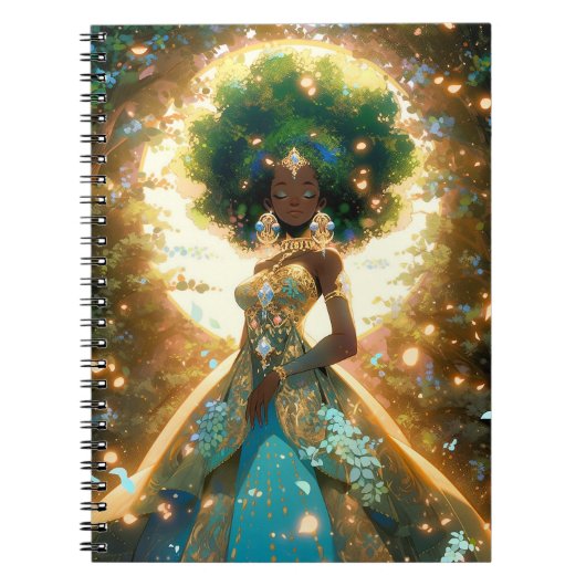 Natuur Godin Afro-Amerikaanse Fantasy Art Notitieboek (Voorkant)